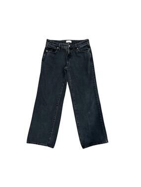 PacSun Black Wide Leg Jeans High Rise Cropped Straight Leg Women Size 28 - Small